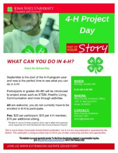 4 H Project Day Flyer Ames 109