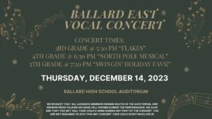 Ballard East Vocal Concert website